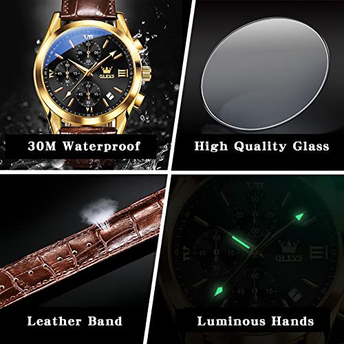 OLEVS Men's Leather Chronograph Watch - image 6
