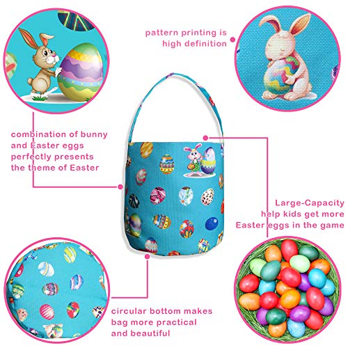 image for Fancymall Easter Bunny Bags Easter Eggs Hunt Baskets for Kids with Han
