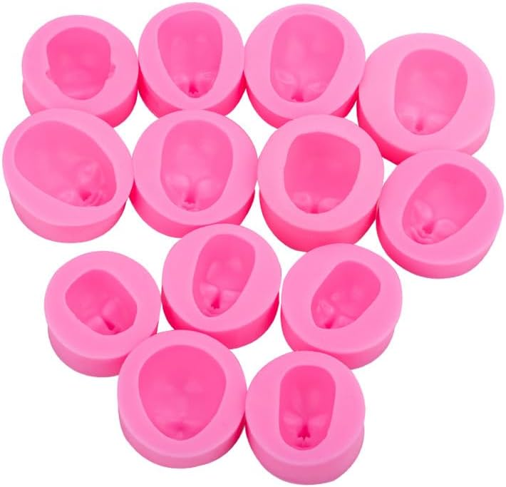 Miniatura 7 de Juego de 13 moldes de silicona para cara humana, molde de fondant de cara de muñecas, decoración de pastel de cara de bebé para chocolate, fondant,