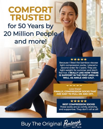Image of Pembrook Bamboo Viscose Light Compression Socks - 3 Pairs | 8-15 mmhg Compression Socks | Knee High Comfort Support Socks