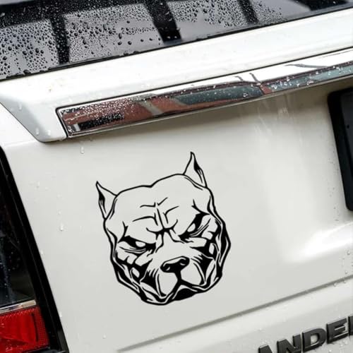 2 Stück 13 x 15 cm Autoaufkleber mit Pitbull-Hundekopf für Karosserie, Fenster, Stoßstange, wasserfeste Vinyl-Aufkleber, Autozubehör | #AZ80 (Schwarz)