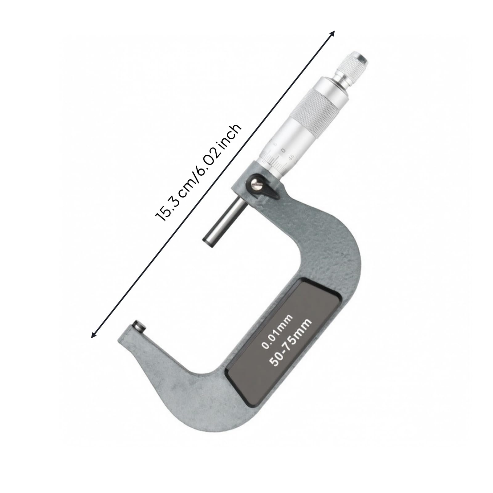 predolo Micrómetro Exterior Mecánico Sólido Micrómetro con en Forma C Práctico Pinza Vernier para Maquinistas, Metalúrgicos, Inspección Dimensional, 50-75mm
