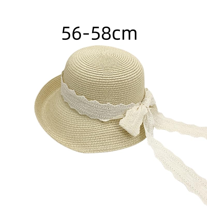 Sombrero de ala Enrollable para Mujer,Plegable,de Paja,con Lazo de Encaje,Ajustable,Ligero y Transpirable,para Playa,para Caminar,Pescar y Viajar