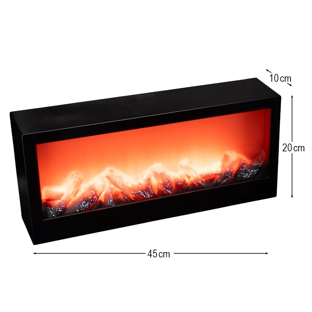 Ideen mit Herz Camino decorativo LED - Funzionamento a batteria - Nessun riscaldamento - Effetto fuoco / fiamma realistico - 45 x 10 x 20 cm con funzione timer (6 ore accesa, 18 ore spenta)