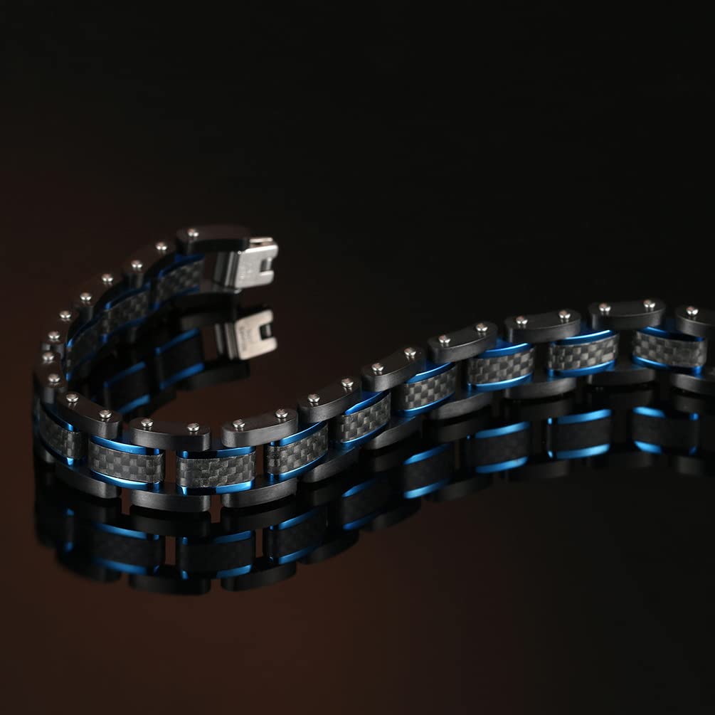 Bracciale Combinato in Fibra Di Carbonio Solido Tungsteno Gotico, Bracciale Staccabile Regolabile Da Uomo in Fibra Di Carbonio Da 8,5"