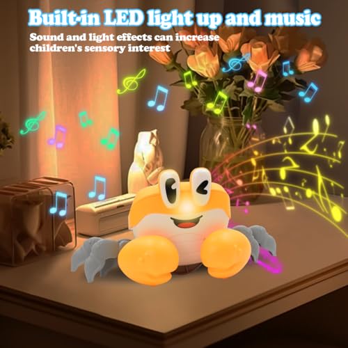 Coriver Krabbe Baby Spielzeug, Musik Krabbelspielzeug Interaktives, Elektronische Krabbelnde Krabbe, Crab Krabbelhilfe Spielzeug Geschenk für Kinder,Tummy Time Toys für Baby 6 7 8 9 10 Monate