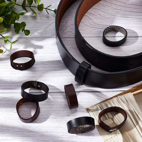 CRASPIRE 24Pcs 2 Colors Belt Loop Keepers 1.25inch Cowhide Leather Belt Rings Accessories Keeper End Strap Retainer Tool Belt Replacement Fit for DIY Craft Bag Belt Black Brown4