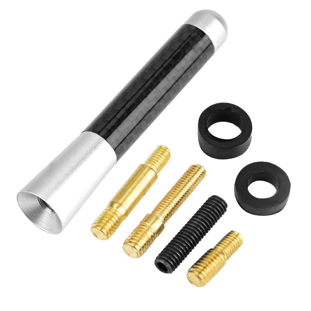 Keenso Car Aerial, 3" Carbon Aluminum Alloy Fiber Screw Radio Short Antenna Aerial for Universal Car Modification(Silver)