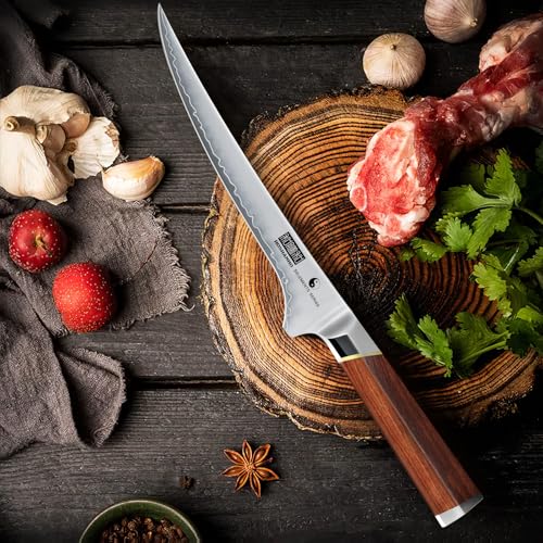 HOSHANHO Filetiermesser 7", Scharfes Ausbeinmesser mit Fleisch und Fisch – Ansicht 7
