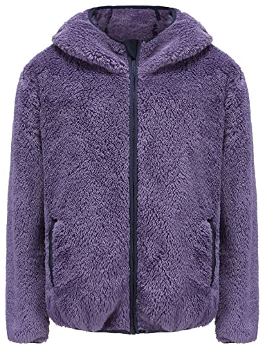 Image of Girl's Jacket Kids Full Zip Ultra Soft Sherpa Fleece Hoodie Sweatshirt