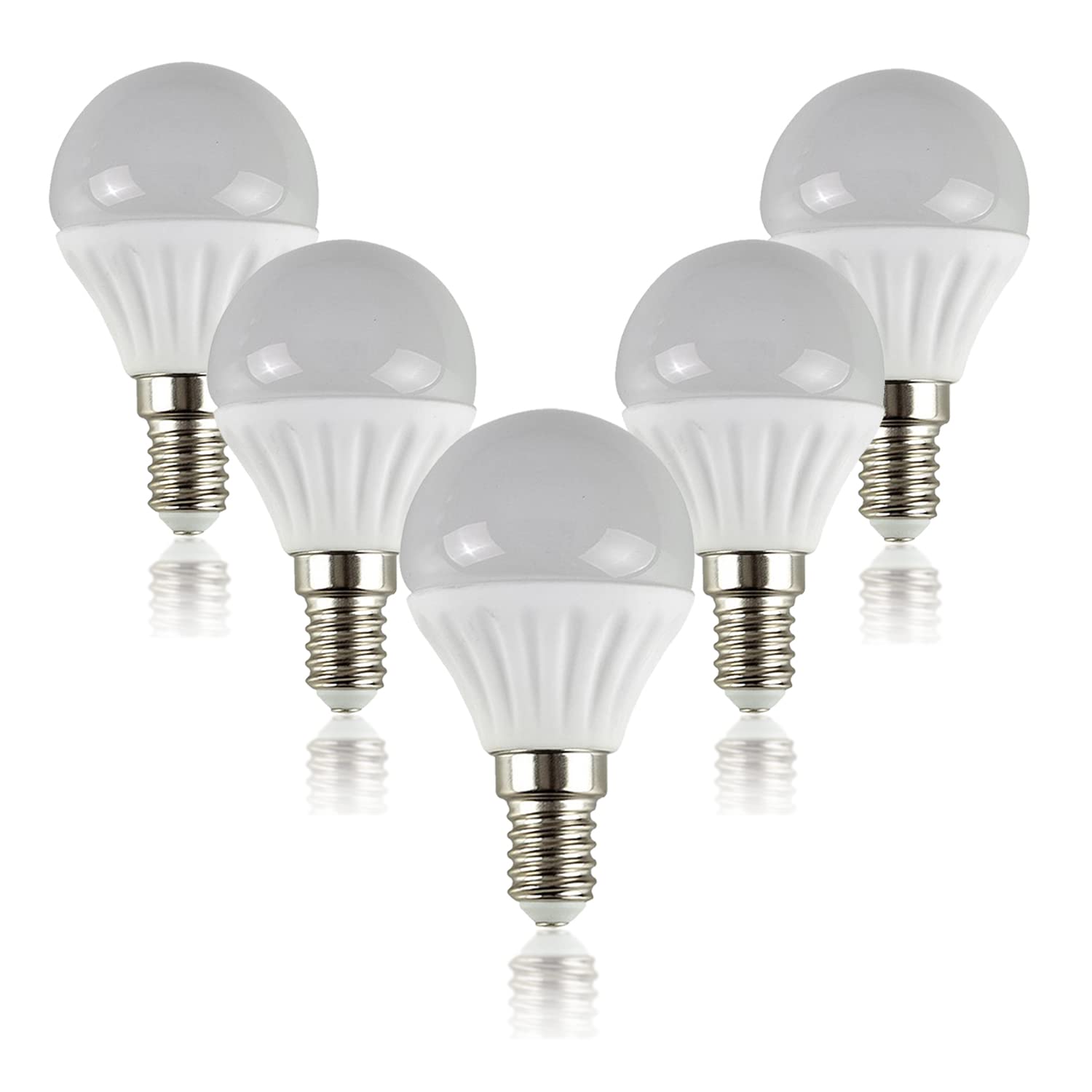 ValueLights E14 LED 4W Golfball Light Bulbs - Cool White - 5 Pack