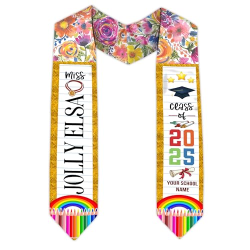 MonkeyVan Custom Class Of 2025 Teacher Graduation Stole, Teacher Graduation Sash, Teacher Pencil Grade Honor Stole Grad 2025 Tc 3