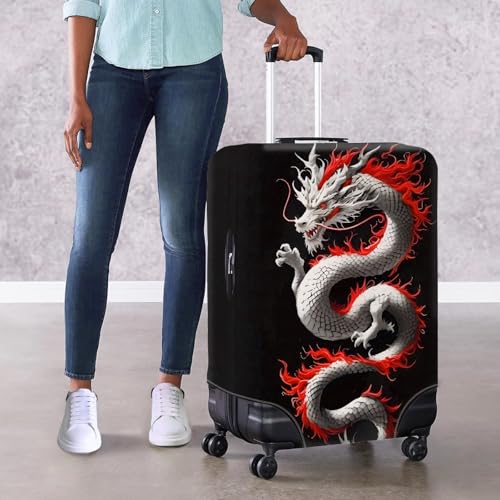 Image of Mumeson Travel Luggage Protection - Elastic Dragon Suitcase Case Covers Fit 18-21 Inch Easy to Install