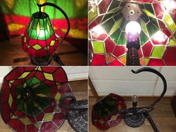 Amazon.co.jp : 冬の部屋に暖光を アンティークステンドグラスランプ