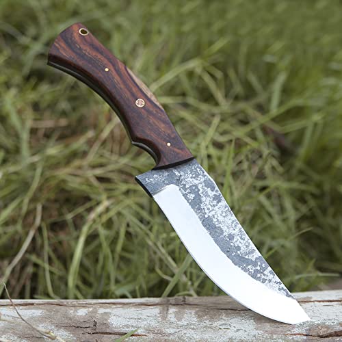 Handmade Hunting Knife With Leather Sheath - Ideal For Skinning, Camping, And Outdoor - Edc Fixed Blade Bushcraft Knife 11 Inches With Wood Handle (High Carbon Steel) #TOP7