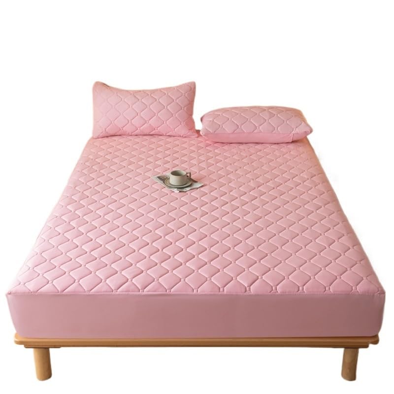 Funda de Colchón Impermeable Protector De Colchón Impermeable Y Grueso, Sábana Ajustable Duradera, Cubrecamas Antideslizantes 140/160 X 200 Cm(Pink,140x190x30cm)