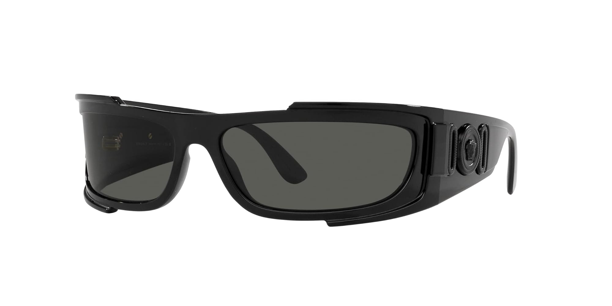 デジヴァイス02 ブラック Versace Man Sunglasses Black Frame, Dark Grey Lenses, 67MM