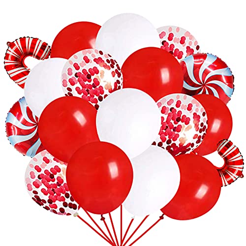 115Pcs Christmas Candy Cane Balloon Garland Arch Kit For Christmas Decorations Latex White Red Confetti Balloons With Candy Cane And Peppermint Foil Balloons For Christmas New Year Party Decorations #TOP6