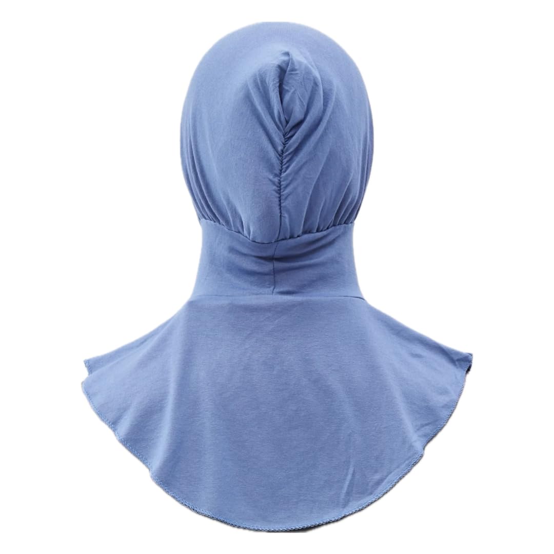 Malaak, women stretchable cotton ninja under hijab cap, bonnet under scarf for Muslim woman, hijab inner, covering neck and shoulders, select defernt colors and packages Blue 1