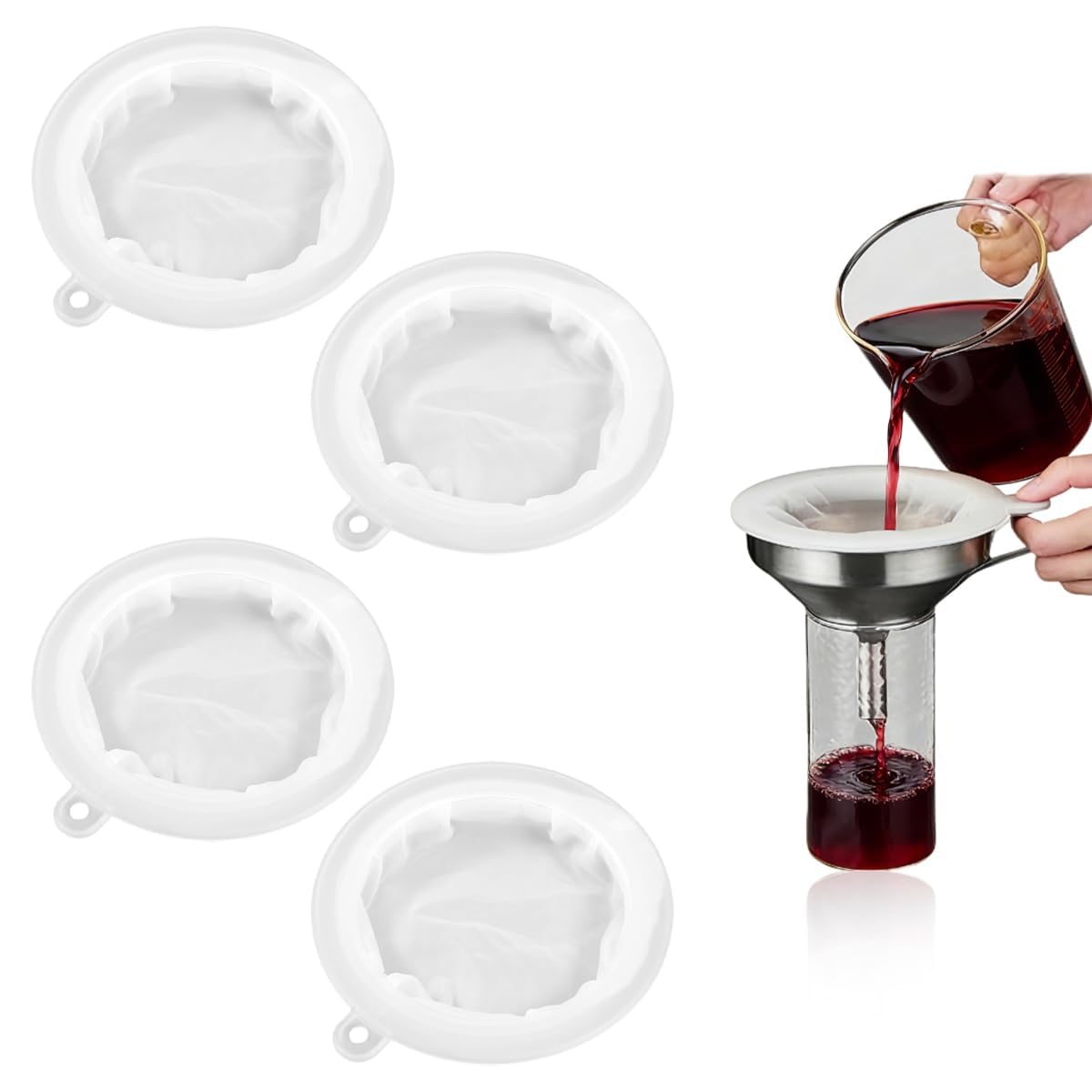 4 Pieces Plastic Sieve, 13.5 cm Fine Mesh Strainer for Kitchen Use