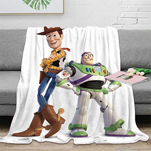 RINISA Toy Story Plaid Couverture Polaire À Motifs pour Enfant avec Peluche Buzz Lightyear Couverture Polaire Duveteuse 40x50inch(100x130cm)