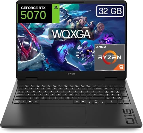 HP Omen Gaming-Laptop, 40,6 cm (16 Zoll), 2,5 K WQXGA (AMD Ryzen 9-8940HX, 32 GB RAM, 1 TB SSD, NVIDIA RTX 5070, FreeDos) Spanische QWERTY-Tastatur, Schwarz