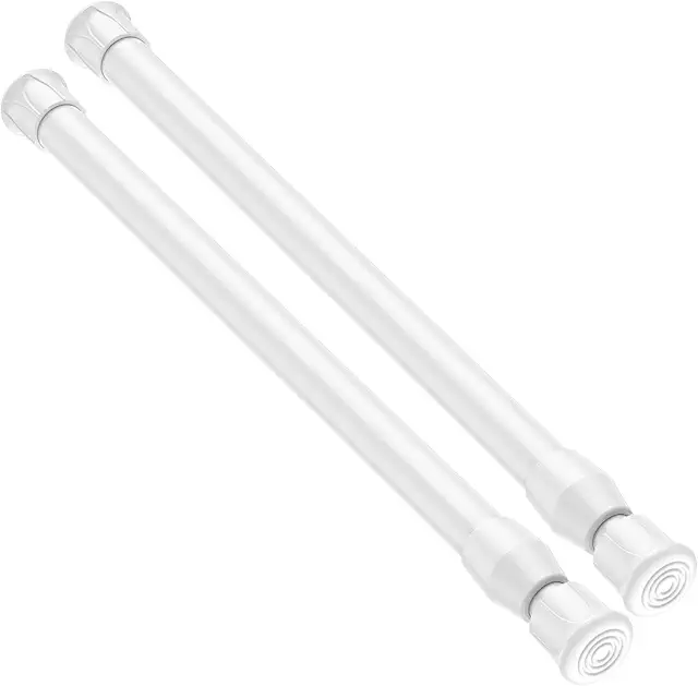 AIZESI Klemmstange für Vorhang, 2 Stück Weiß Ø13mm, Teleskop 42-72cm, ohne Bohren