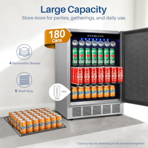 Image of 24 Inch Outdoor Refrigerator, 180 Can Outdoor Beverage Fridge
