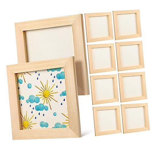 BESPORTBLE Cornice in Legno Grezzo 10x10 Cm - Set Di 10 Cornici Artigianali Per Foto - Progetti Creativi e Decorazioni Fai Da Te Ideale Per Aule Scolastiche e Hobby Artistici
