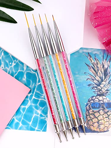 5 Stück Nail Art Liner Pinsel Nail Art Dotting Pen, EBANKU Nagel Pinsel Set Punktierung Stift Brushes Acryl Dual-Ended… – Bild 8
