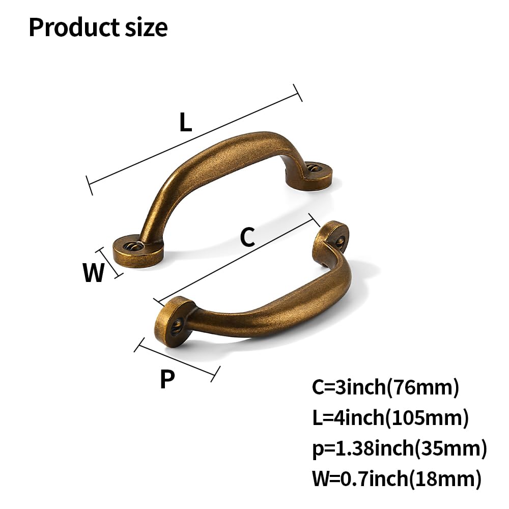 KHTUMEWARE-80338 Antique Brass Cabinet Pulls CTC 3 in (76 mm) 2-Pack in Antique Brass — KHTUMEWARE