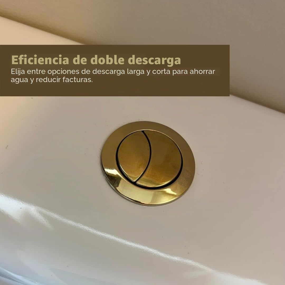 Botón de descarga de inodoro de latón cepillado, agujero de cisterna de 38 mm, husillos ajustables de hasta 125 mm, montaje superior o frontal, acción suave, botón ABS con tuerca trasera segura para