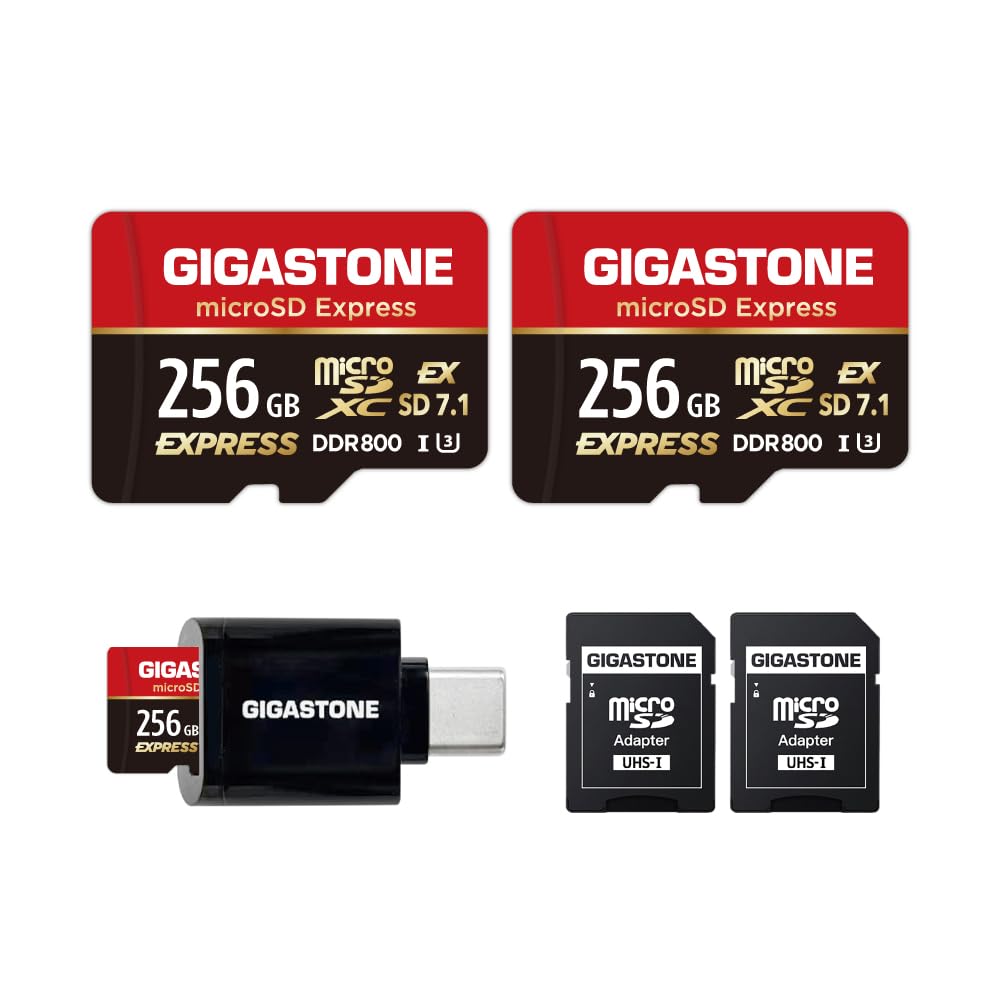 【Designed for Switch 2】 GIGASTONE 256GB microSD Express 2-Pack, Memory Card SD 7.1 Speed up to R/W 880/650MB/s for Switch 2, Professional Camera, A1 V30, with 2 SD Adapter and 1 USB C Card Reader-image-40