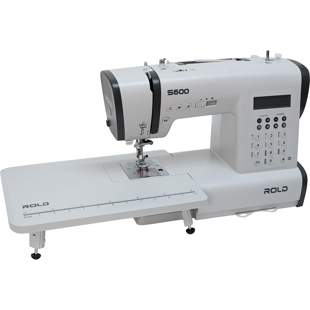 ROLD S600 Computernähmaschine – 197 Stichprogramme, 7 automatische Knopflöcher, Horizontalgreifer, automatischer Nadeleinfädler & Start/Stopp-Taste | Metallrahmen & LED-Beleuchtung
