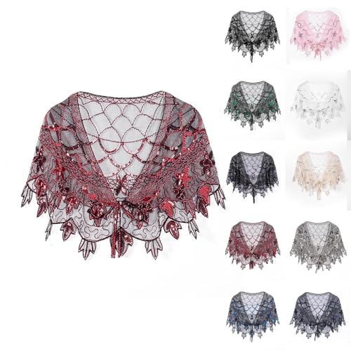 HGps8w Women's 1920s Flapper Shawl, Luxury Sequin Beaded Shawls and Wraps for Evening Dresses/Formal Party/Wedding2
