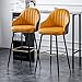 lirrebol Lot de 2 tabourets de Bar pour Petit-déjeuner, chaises de Bar à Hauteur Fixe, Assise en Cuir PU, Pieds et Repose-Pieds en métal Noir, Hauteur 65/75 cm, Orange