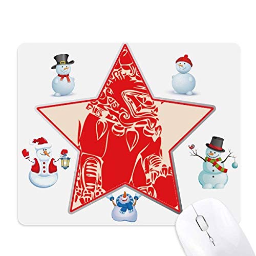 Tapis de souris de Noël Lion Rouge et famille bonhomme de neige pour cadeau