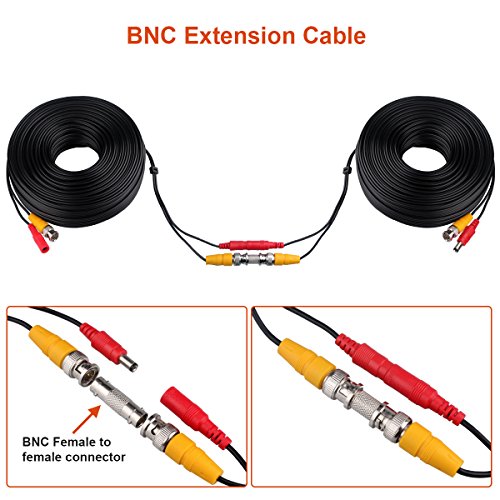WILDHD BNC Cable, 2x200ft All-in-One Siamese Video and Power Security Camera Cable Wire with 2 Female Connectors for Max 5MP HD CCTV DVR Surveillance System (200ft 2PCS, Black) by WILDHD - Used condition - Image 5