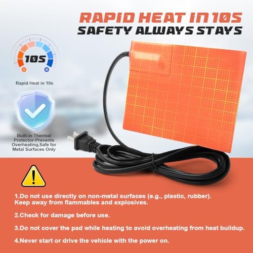 4Pack Engine Block Heater Pad Oil Pan Heater Pad with Thermostat 120V 150W — 사진 6