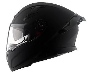 Axor Apex Solid ISI ECE DOT Certified Matt Black Full Face Dual Visor Helmet for Men and Women with Pinlock Fitted Outer Clear Visor and Inner Smoke Sun Visor Dull Black(L)