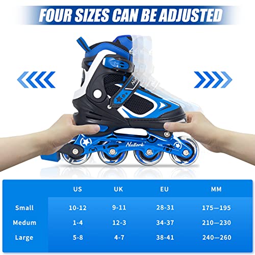 Kids Adjustable Inline Skates - Blue Blade Roller Skating With Light-Up Wheels For Beginner Boys Age 5 6 7 8 9 Child Size S(Us1-4) #TOP2