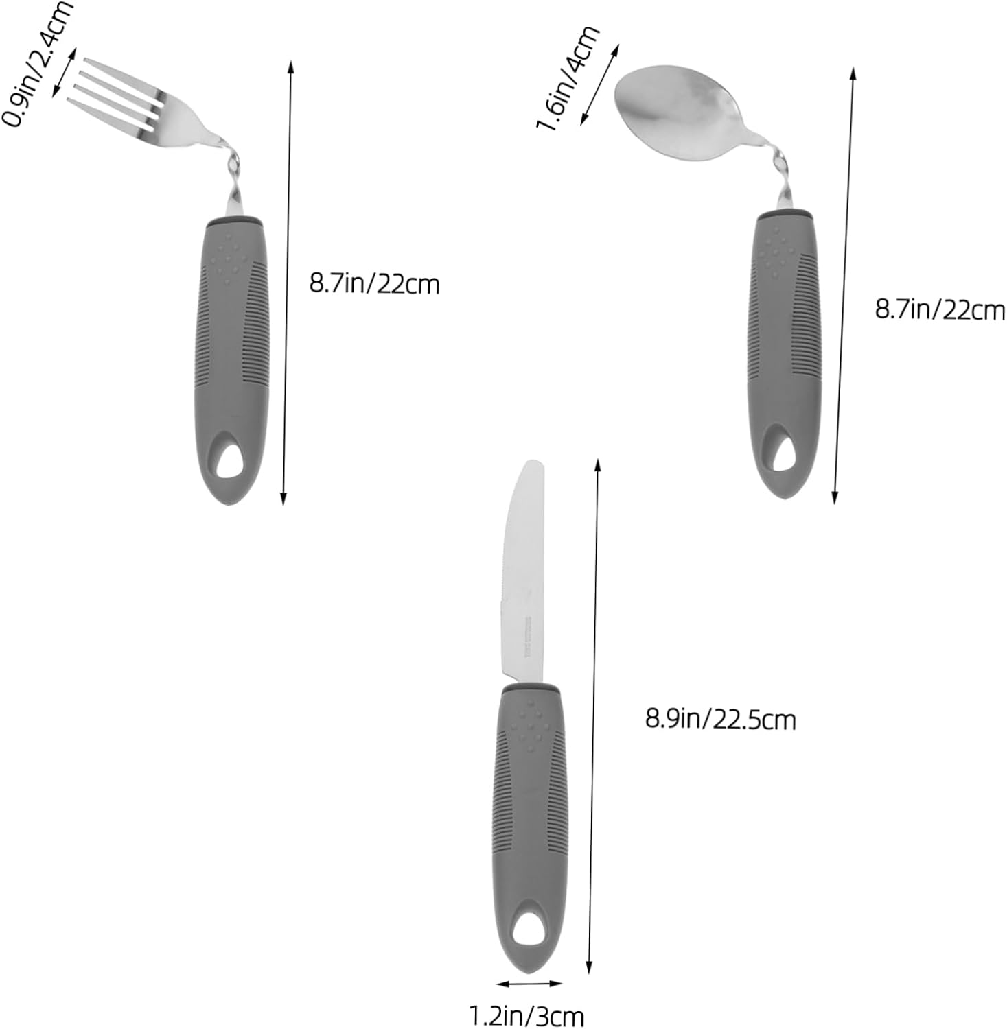 LIFKOME 1Set Adaptive Utensils for Elderly Curved Handle Spoon and Fork Non Slip Design Easy to Use Tableware for Seniors for Weak Grip Rehabilitation