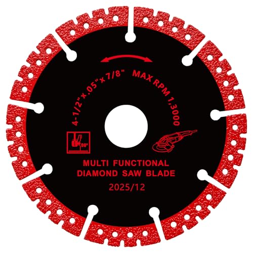 FOXBC 4-1/2 inch Diamond Multi-Purpose Saw Blades for Angle Grinder, Heavy Duty Cut-Off Disc for Metal, Plastic, Porcelain, Ceramic, Marble, Stone - 3 Pack