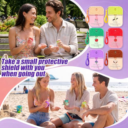 Sacubee 24 Pcs Hand Sanitizer Spray Travel Size with Keychain 1.2oz/35ml Hydrating Pocket Hand Sanitizer Multi Flavor Apple Peach Vanilla Lavender Coconut Watermelon for Keychain Purse Travel - Image 7