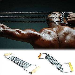 TSY Chest Expander Arm Pull Exerciser with Wooden Handle Spring Tensioner