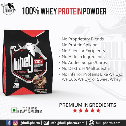 Image of 100% Whey Protein Powder | For Lean Muscle, Quick Recovery | Fast Absorption | Natural Bcaa And Eaa | Non-gmo | Soy & Gluten Free | Rbgh Free | Fssai Approved (Mocha Cappuccino, 5 Lbs)
