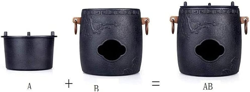 Cast Iron Teapot Warmer Black Plum Blossom Stove (with Copper Ring Handle) for Stovetop Safe Coated Home Teahouse Tea Brewing Supplies