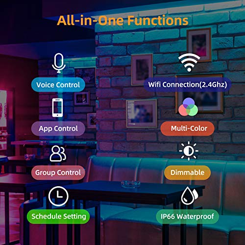 Wixann Led Rgb Flood Light Outdoor 40W 4000Lm, Smart Wifi Flood Light Work With Alexa, Ip66 Timing&Music Sync 2700K-6500K Dimmable Color Changing Landscape Party Stage Light Strobe Uplight, 2Pack #TOP7