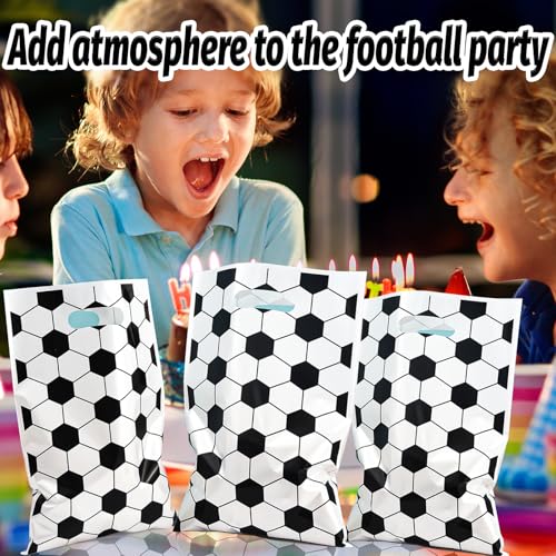 Zi Lan 30 bolsas de regalo con asas para fútbol, bolsas de plástico para niños y adolescentes, juegos, eventos deportivos, decoración para fiestas con temática futbolística - imagen 7