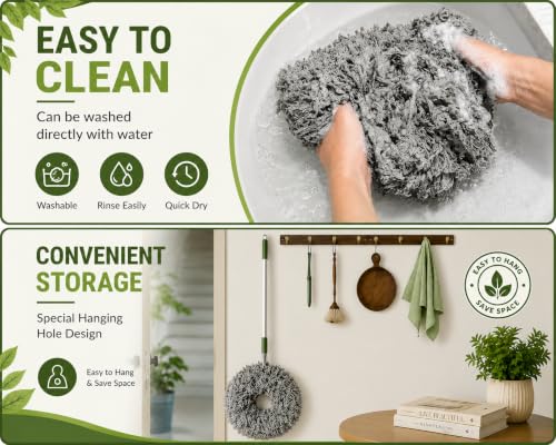 Image of Fan Cleaner Brush with Long Rod Flexible Fan Cleaning Mop Microfiber Dust Cleaner Foldable Duster for Home Cleaning (Fan Cleaning Mop)